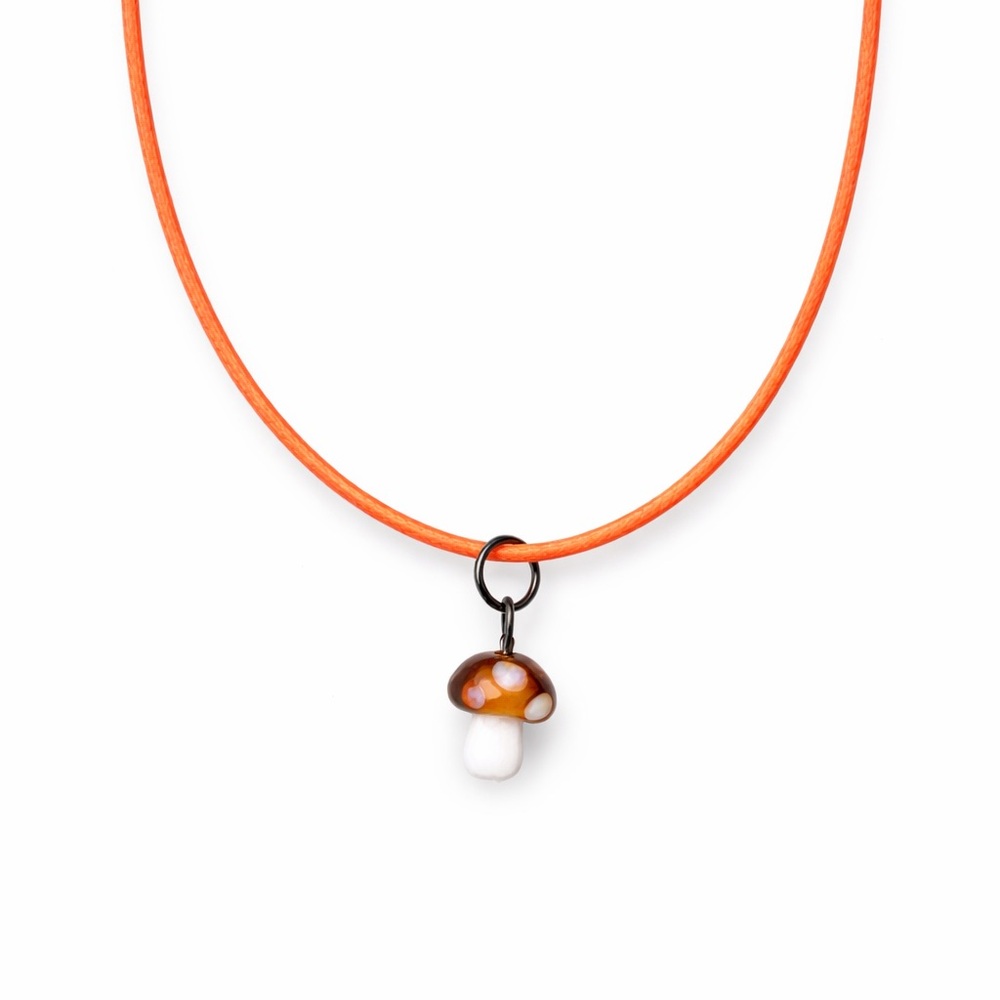 Charming Orange Mushroom Pendant Necklace